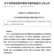 宁波一化工企业因缴税问